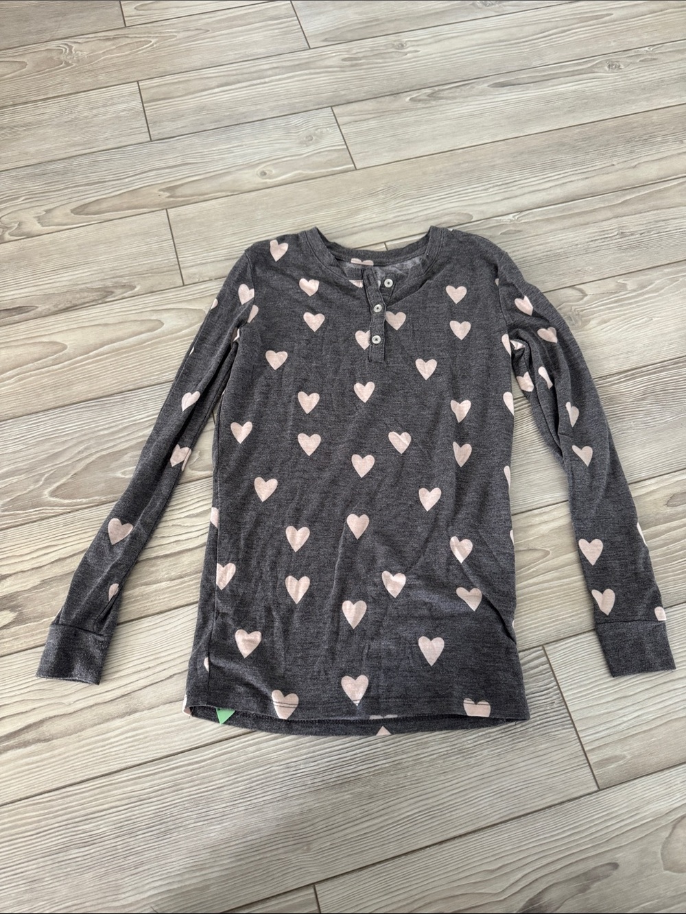 Honeydew Intimates Girls Charcoal Gray Top with Light Pink Hearts